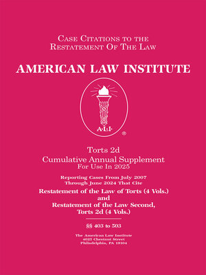 cover image of Restatement of the Law Second, Torts